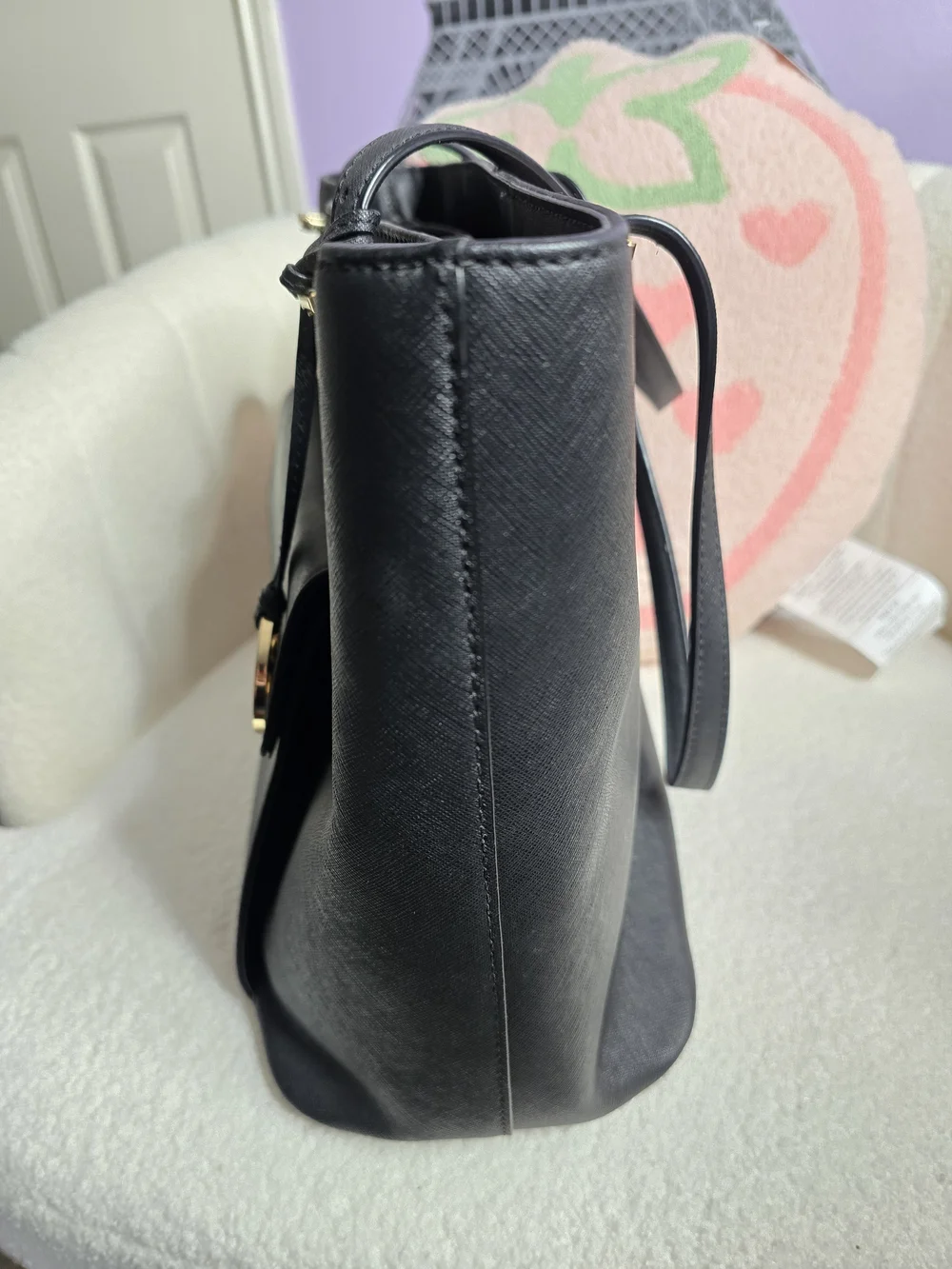 Michael Kors Black Saffiano Leather Tote with Front Pocket